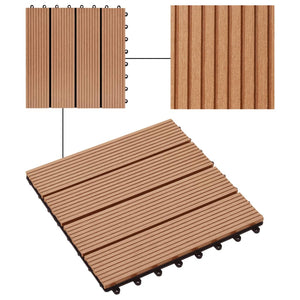 Piastrelle per Decking in WPC 11 pz 30x30cm 1mq Colore Teak cod mxl 36087