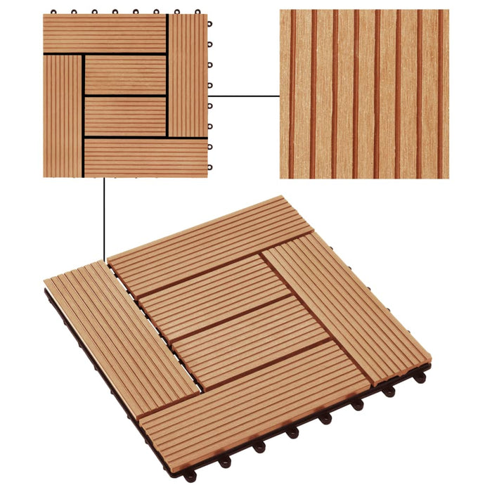 Piastrelle per Decking in WPC 11 pz 30x30cm 1mq Colore Teak cod mxl 36089