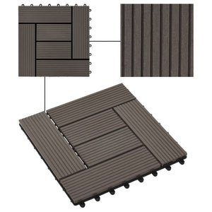 Piastrelle per Decking in WPC 11 pz 30x30cm 1mq Marrone Scuro cod mxl 36076