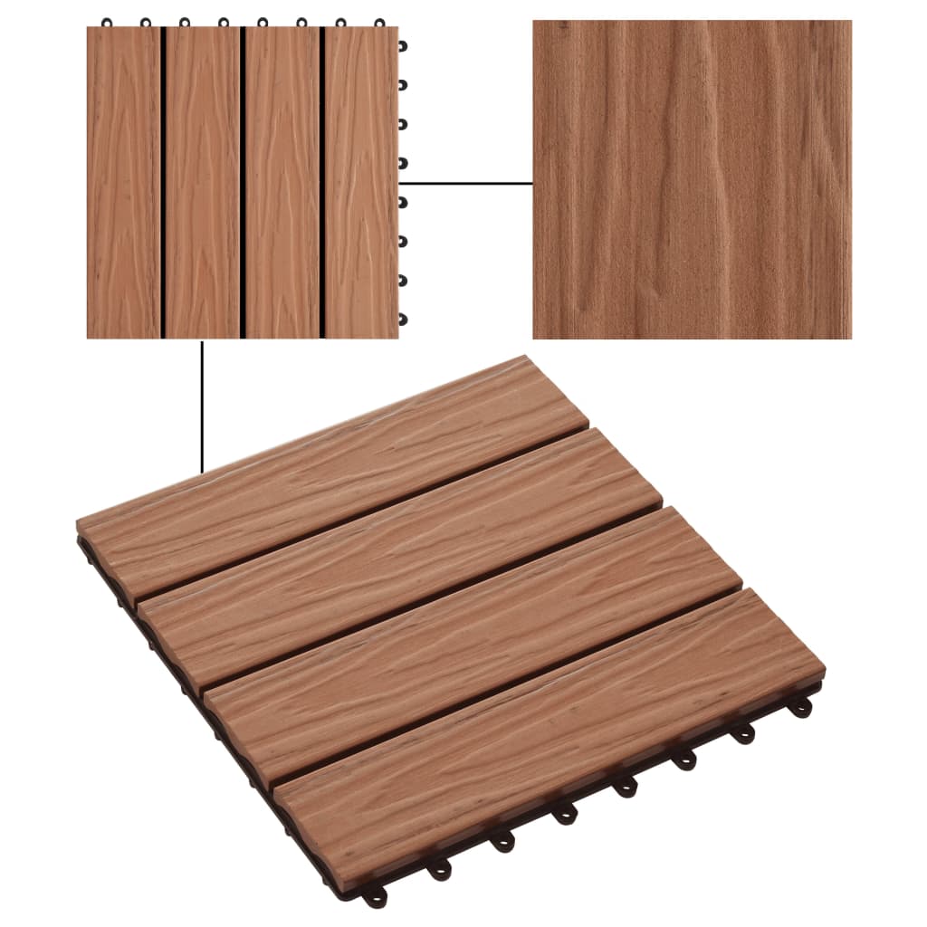 Piastrella Decking in WPC 11 pz 30x30 cm 1 sqm Marrone Chiaro