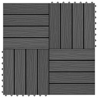 Piastrelle per Decking 11 pz Goffrature WPC 30x30 cm 1 mq Nero 45036