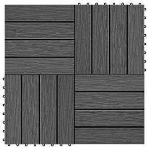 Piastrelle per Decking 11 pz Goffrature WPC 30x30 cm 1 mq Nero 45036