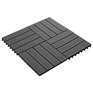 Piastrelle per Decking 11 pz Goffrature WPC 30x30 cm 1 mq Nero 45036