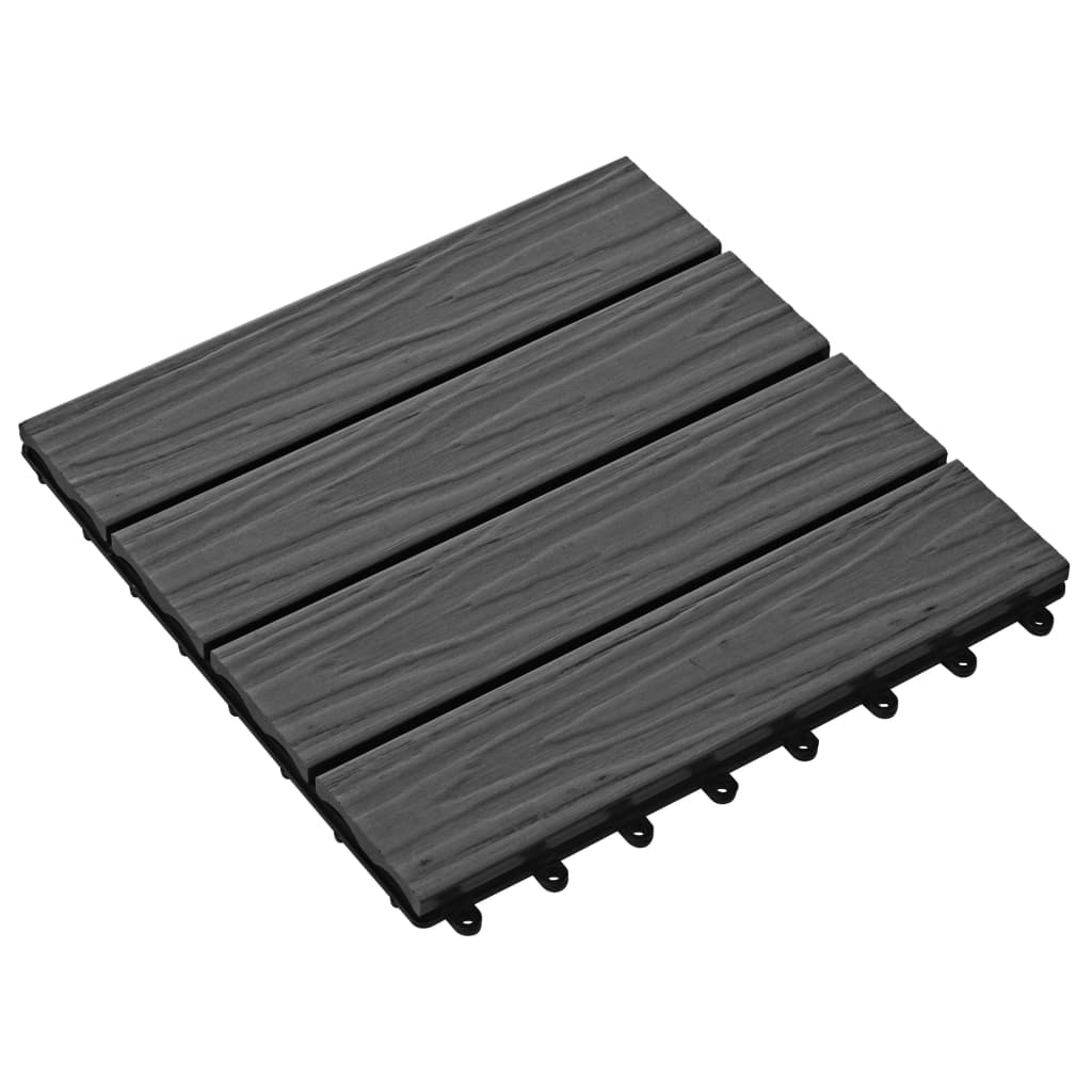 Piastrelle per Decking 11 pz Goffrature WPC 30x30 cm 1 mq Nero 45036