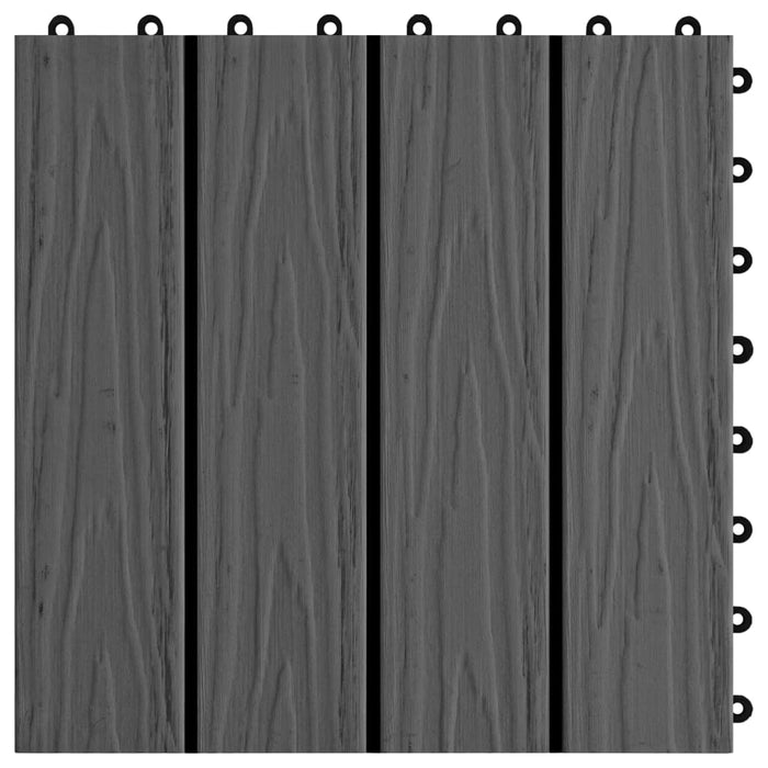 Piastrelle per Decking 11 pz Goffrature WPC 30x30 cm 1 mq Nero 45036