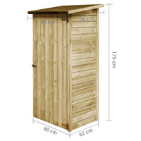 Capanno Attrezzi da Giardino in Pino Impregnato 88x76x175 cm 45306