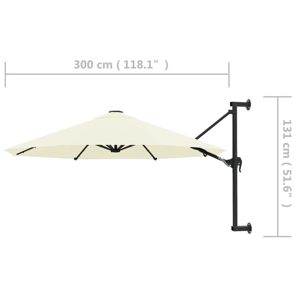 Ombrellone a Muro con Palo in Metallo 300 cm Sabbia cod mxl 6541