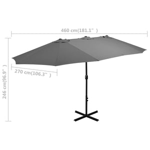 Ombrellone da Esterni con Palo in Alluminio 460x270cm Antracite cod mxl 24658