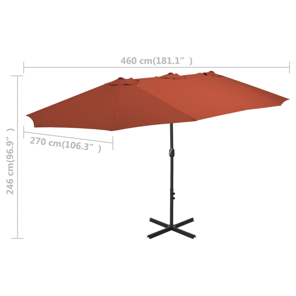 Ombrellone da Esterni Palo in Alluminio 460x270cm Terracotta cod mxl 17449