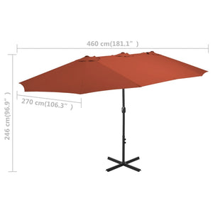 Ombrellone da Esterni Palo in Alluminio 460x270cm Terracotta cod mxl 17449