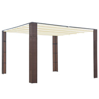 Gazebo con Tetto in Polyrattan 300x300x200cm Marrone e Crema 44816