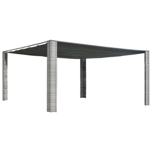 Gazebo Tetto Mobile Polyrattan 400x400x200cm Grigio e Antracite 44819