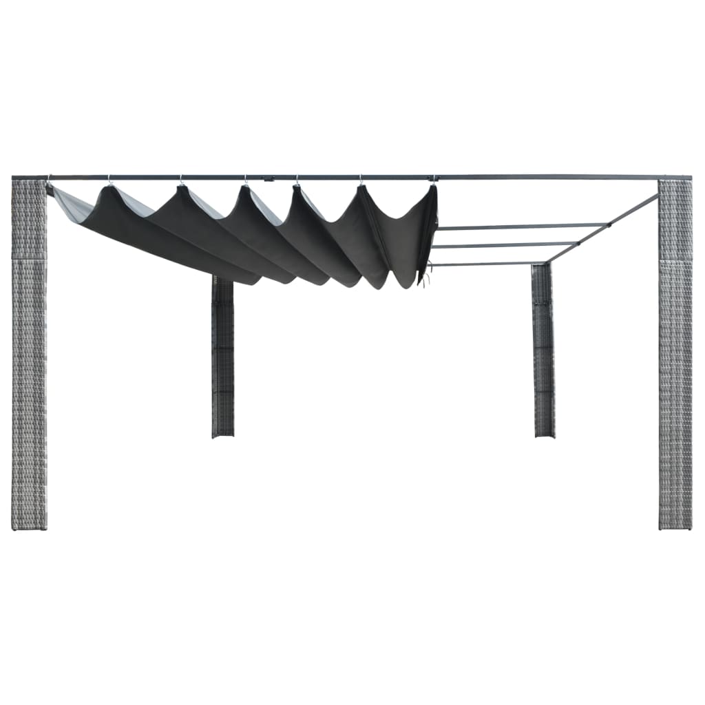 Gazebo Tetto Mobile Polyrattan 400x400x200cm Grigio e Antracite 44819