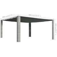 Gazebo Tetto Mobile Polyrattan 400x400x200cm Grigio e Antracite 44819