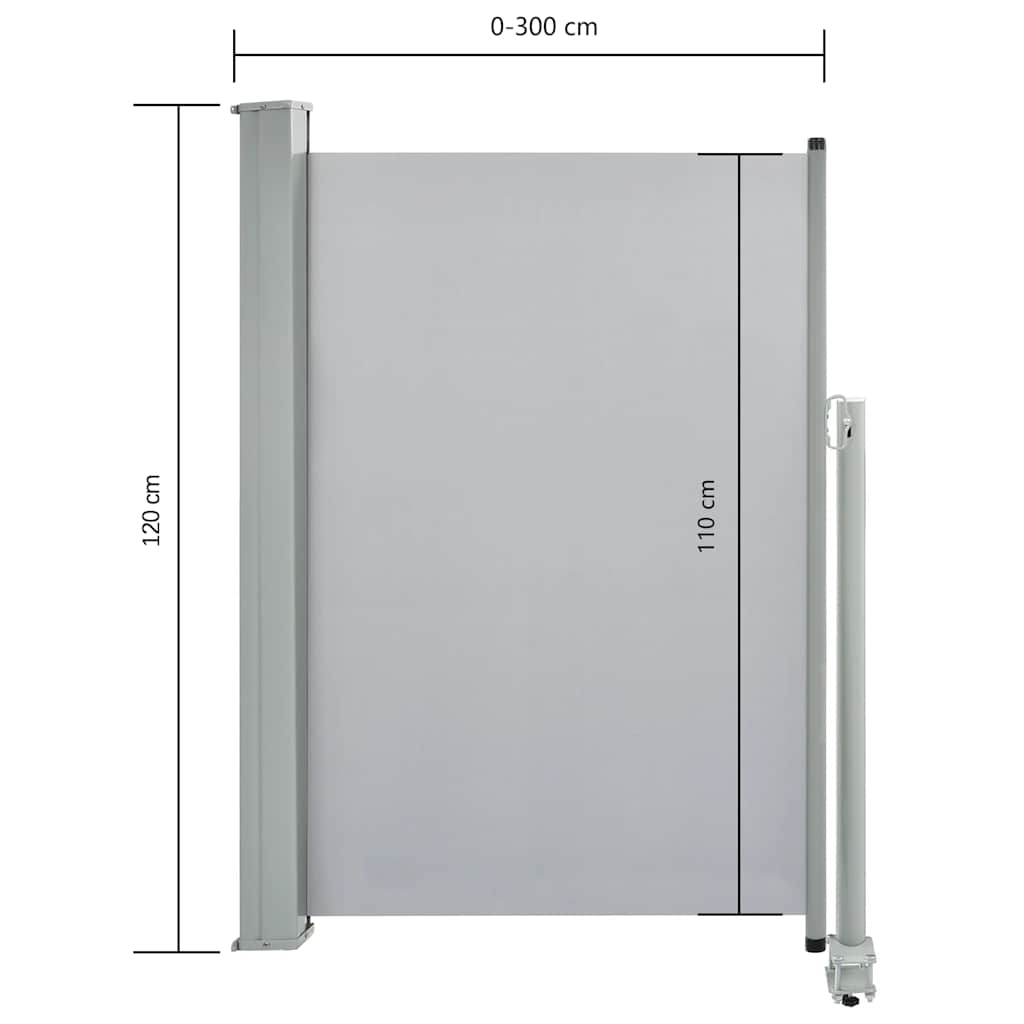 Tenda da Sole Laterale Retrattile 120 x 300 cm Grigia 45189