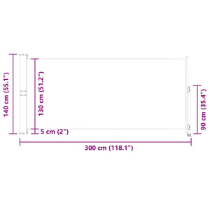 Tenda da Sole Laterale Retrattile 140 x 300 cm Crema cod mxl 66397