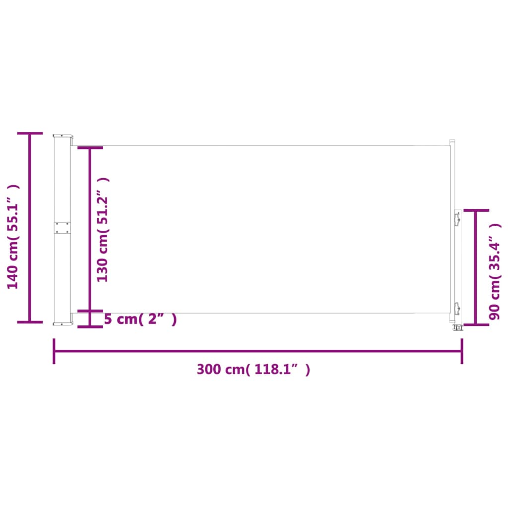 Tenda da Sole Laterale Retrattile 140 x 300 cm Grigia cod mxl 66398