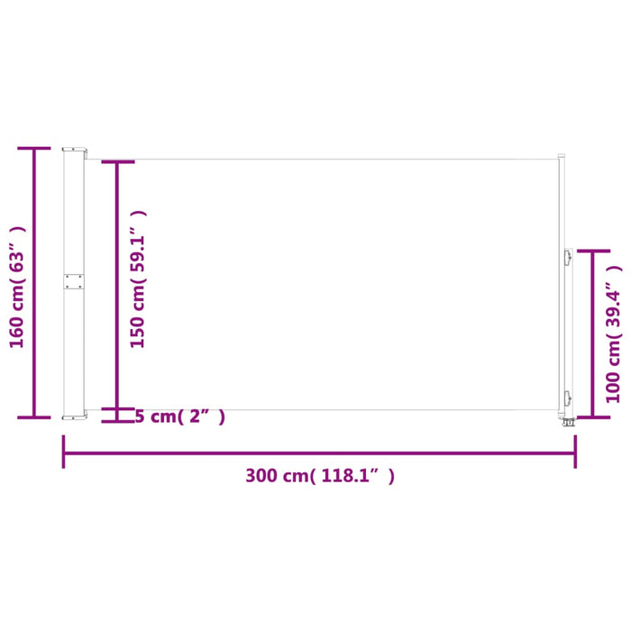 Tenda da Sole Laterale Retrattile 160 x 300 cm Nera 45193