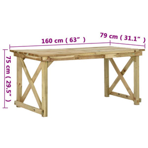 Tavolo da Giardino 160x79x75 cm in Legno 44898