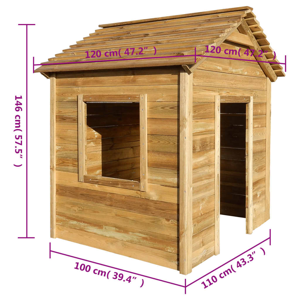 Casetta da Giardino per Bambini 123x120x146 cm in Legno di Pino cod mxl 61630