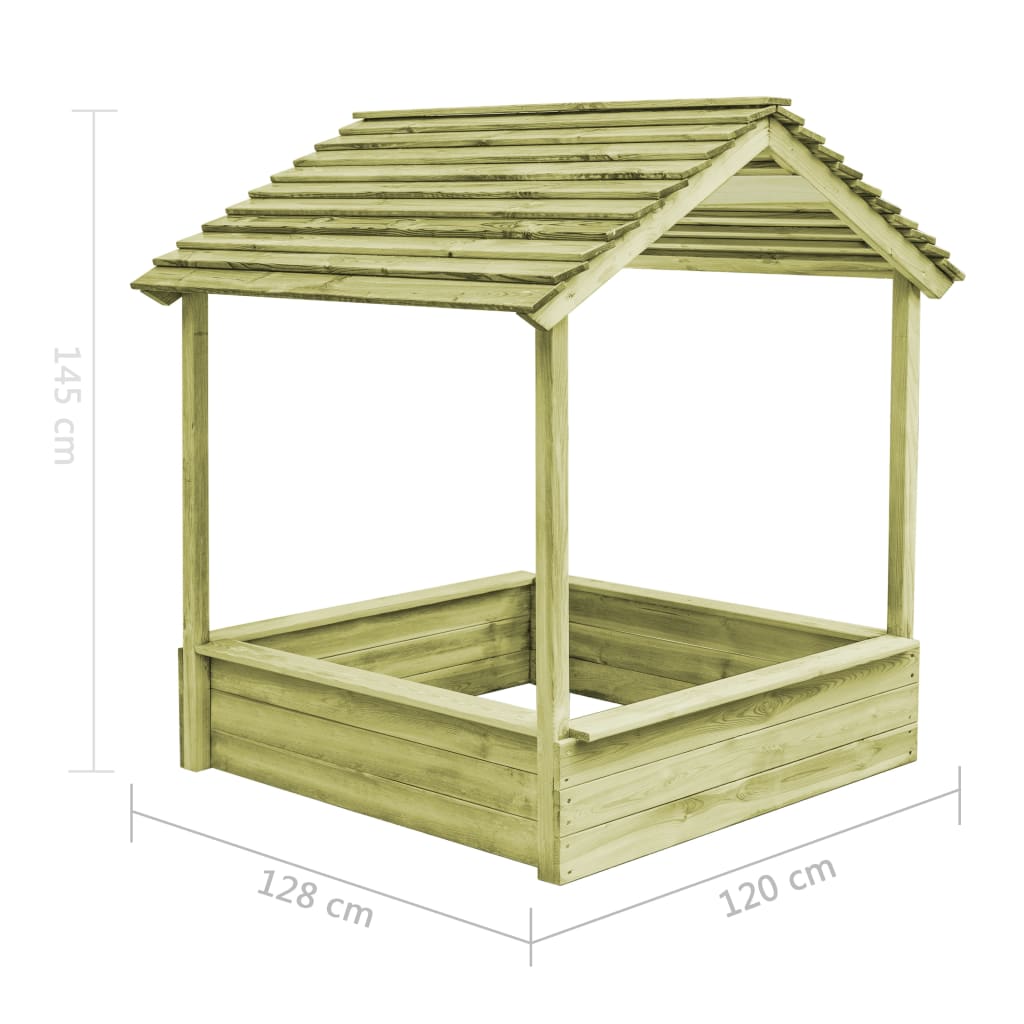 Casetta da Giardino con Sabbiera 128x120x145cm in Legno di Pino 44907