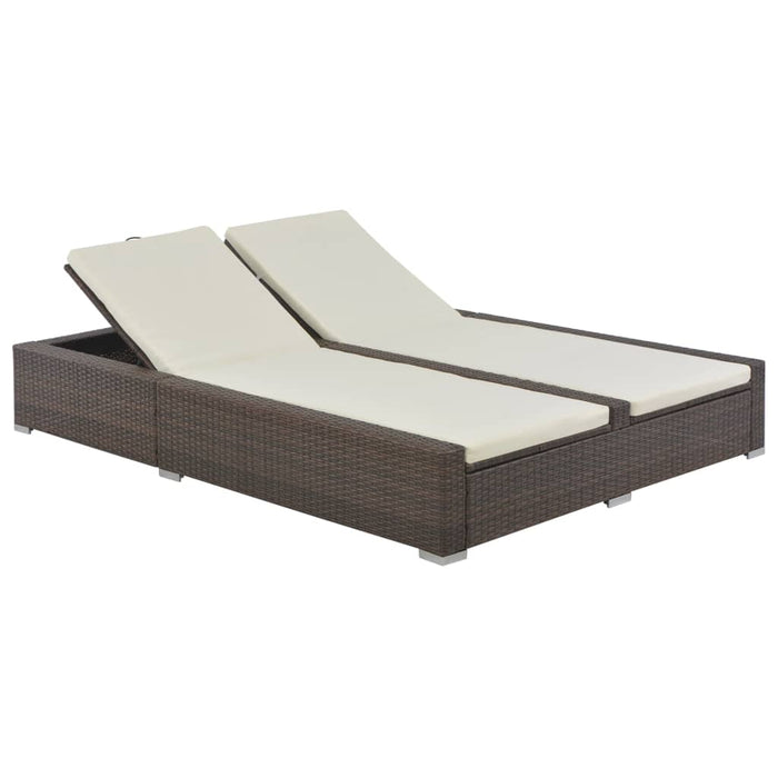 Lettino Prendisole Doppio in Polyrattan Marrone cod 10482