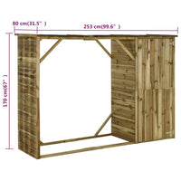 Capanno per Attrezzi e Legna Giardino in Pino 253x80x170cm cod mxl 65809