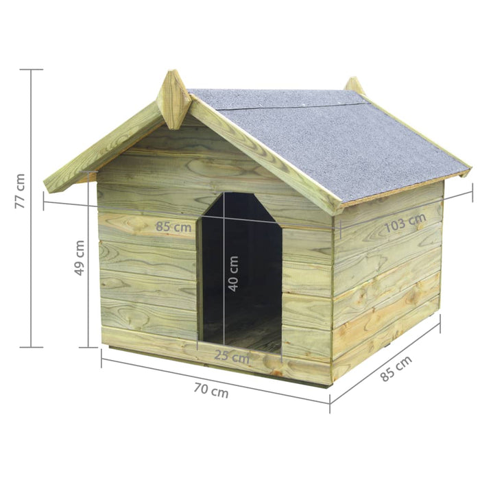 Cuccia per Cane da Esterno con Tetto Apribile Pino Impregnato 45150