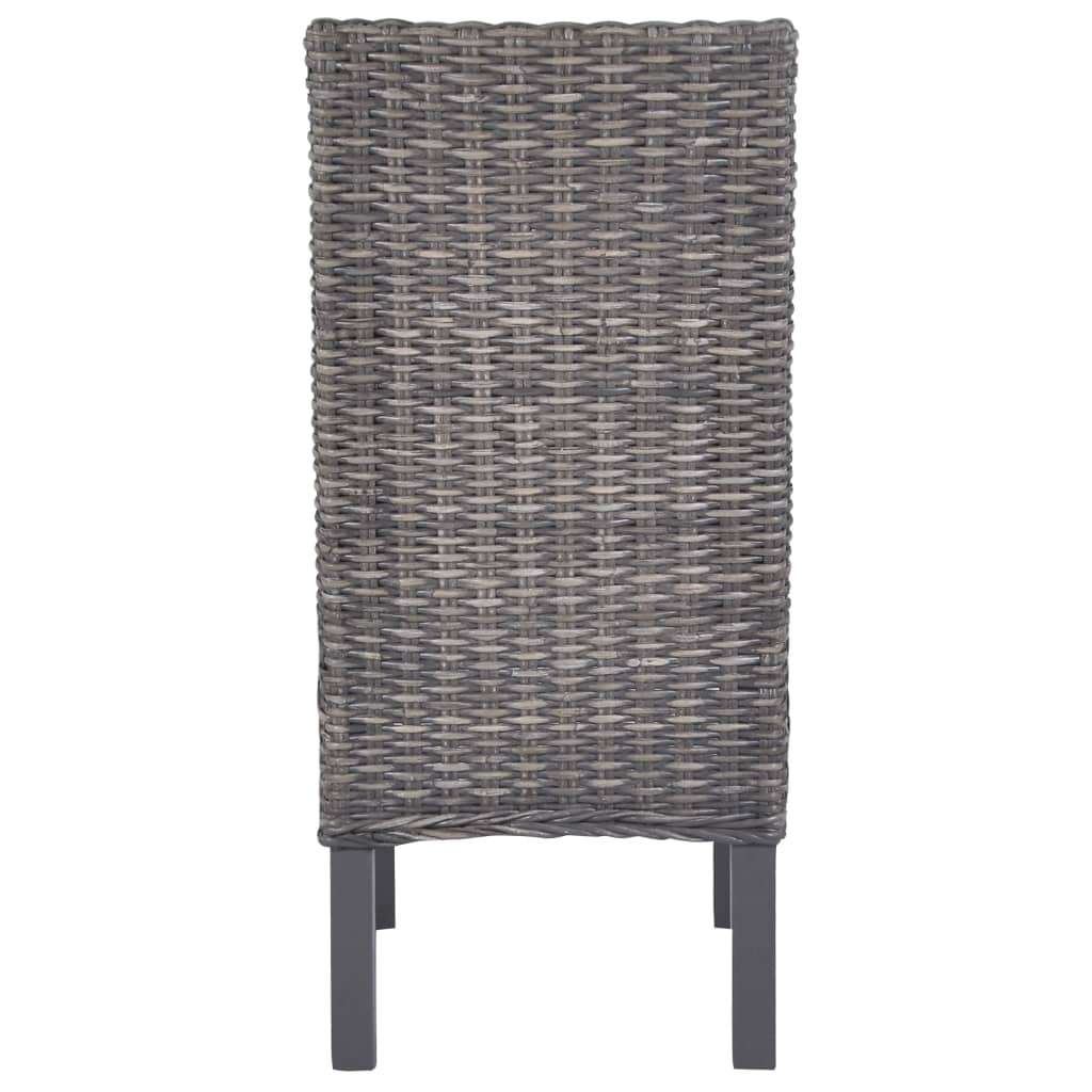 Sedie da Pranzo 4 pz Marroni in Rattan Kubu e Legno di Mango 275467