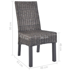 Sedie da Pranzo 4 pz Marroni in Rattan Kubu e Legno di Mango  cod mxl 24794