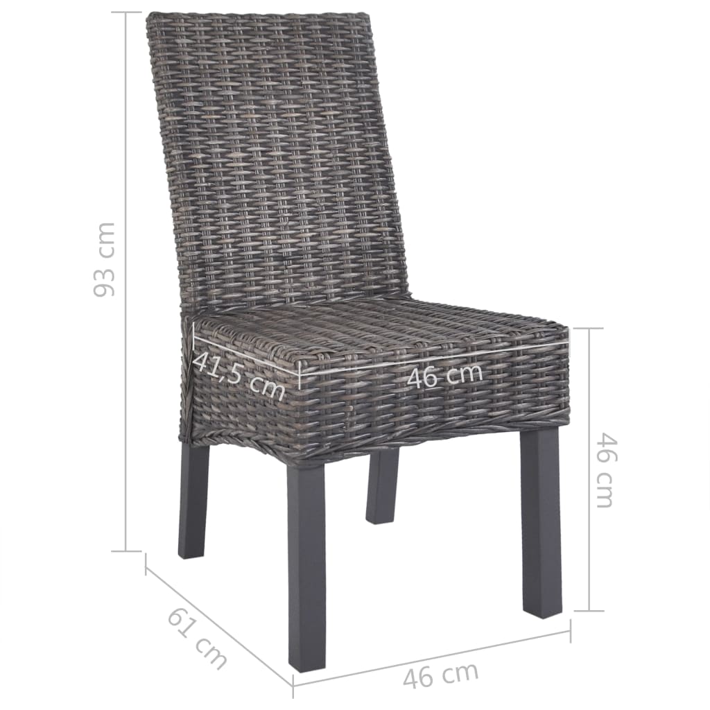 Sedie da Pranzo 4 pz Marroni in Rattan Kubu e Legno di Mango 275467