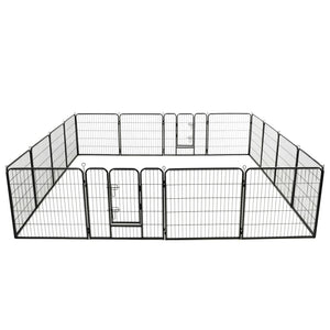 Box per Cani con 16 Pannelli in Acciaio 80x80 cm Nero 275491