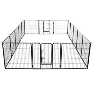 Box per Cani con 16 Pannelli in Acciaio 80x80 cm Nero 275491