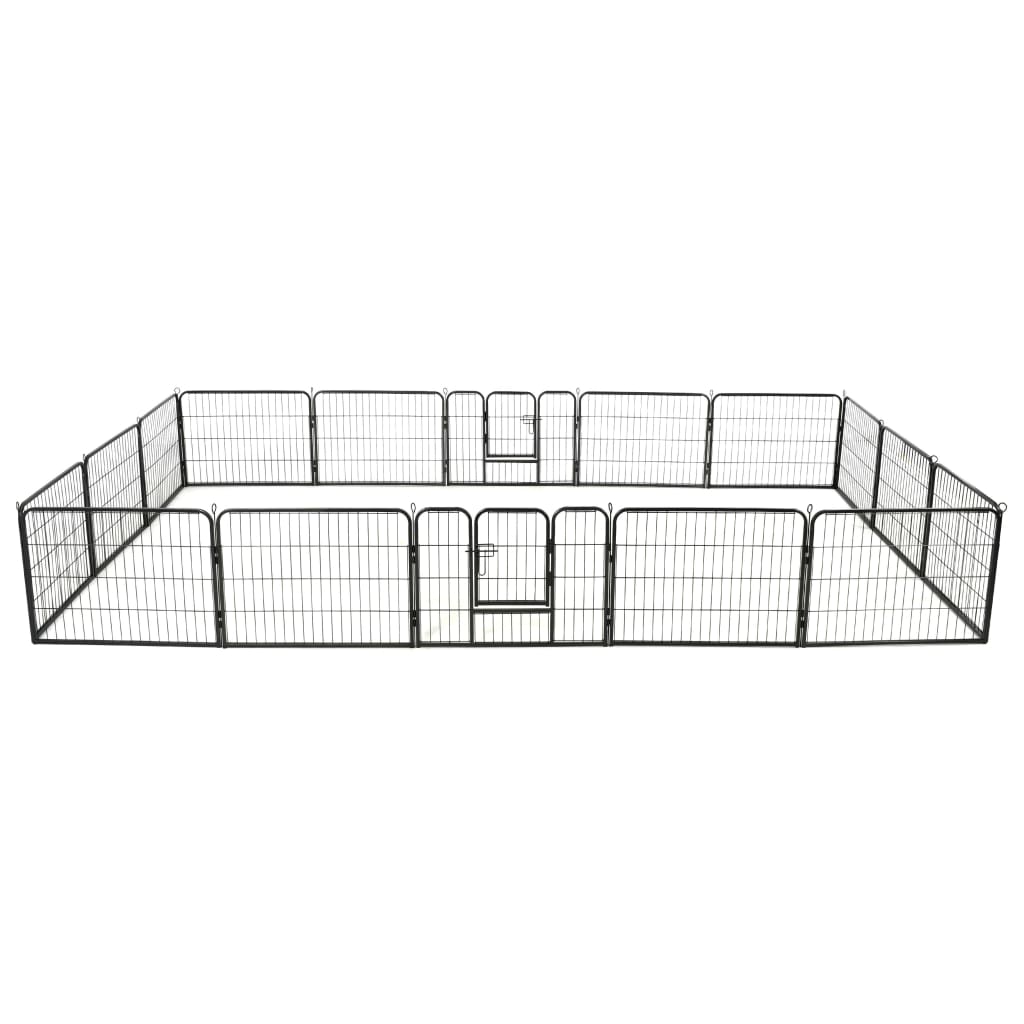 Box per Cani con 16 Pannelli in Acciaio 60x80 cm Nero  cod mxl 48725