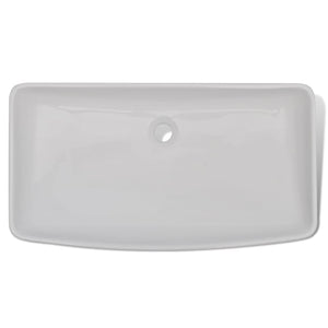 Lavello Bagno con Miscelatore in Ceramica Rettangolare Bianco cod mxl 54019