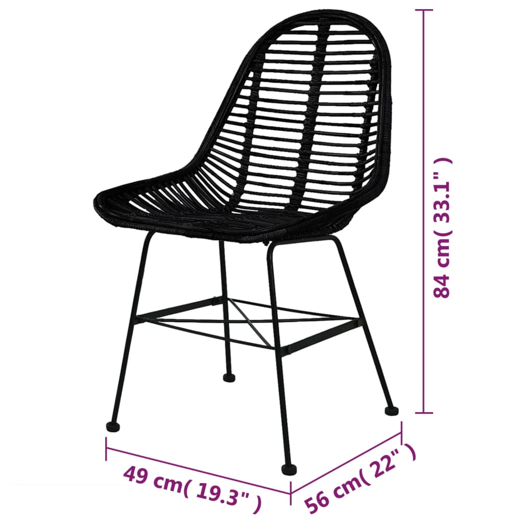 Sedie da Pranzo 6 pz Nere in Rattan Naturale cod mxl 9890