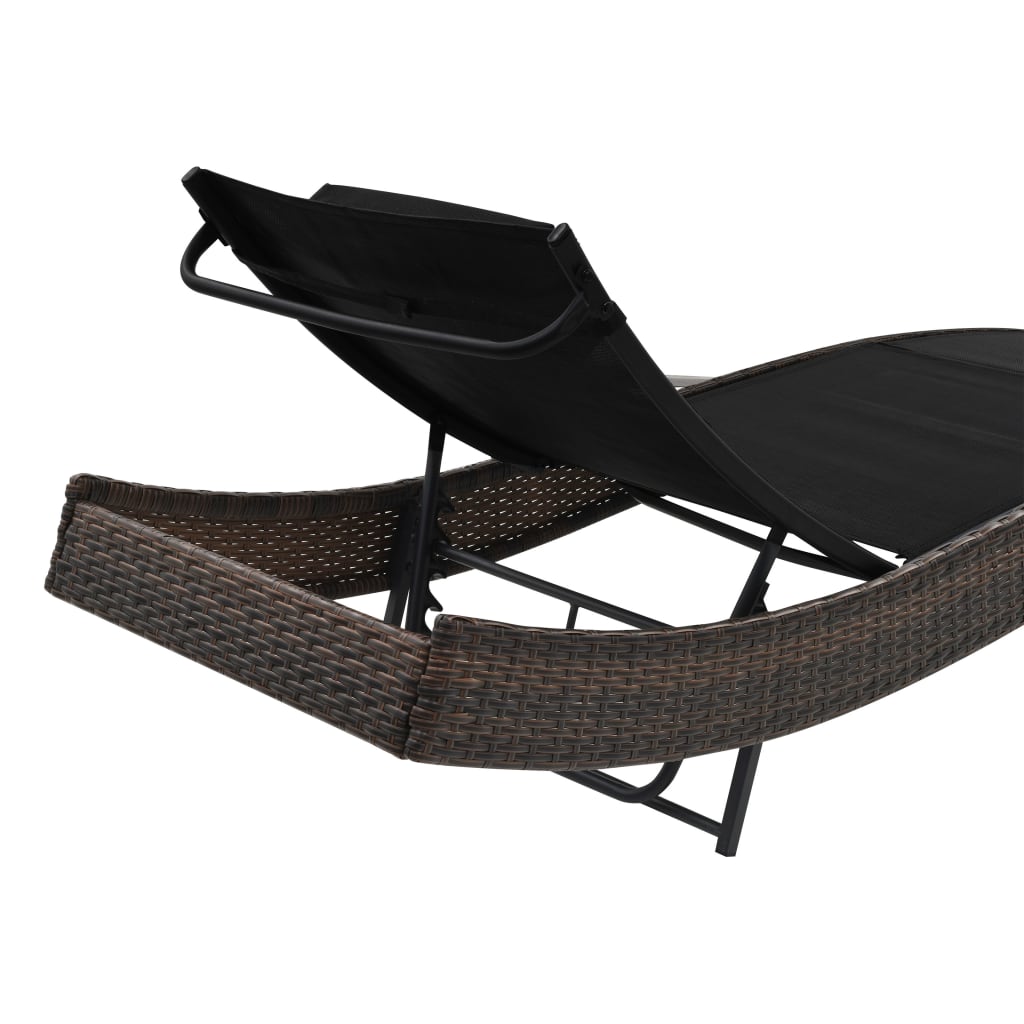 Lettino Prendisole con Cuscino in Polyrattan Marrone cod mxl 27043