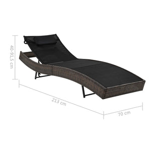 Lettino Prendisole con Cuscino in Polyrattan Marrone cod mxl 27043