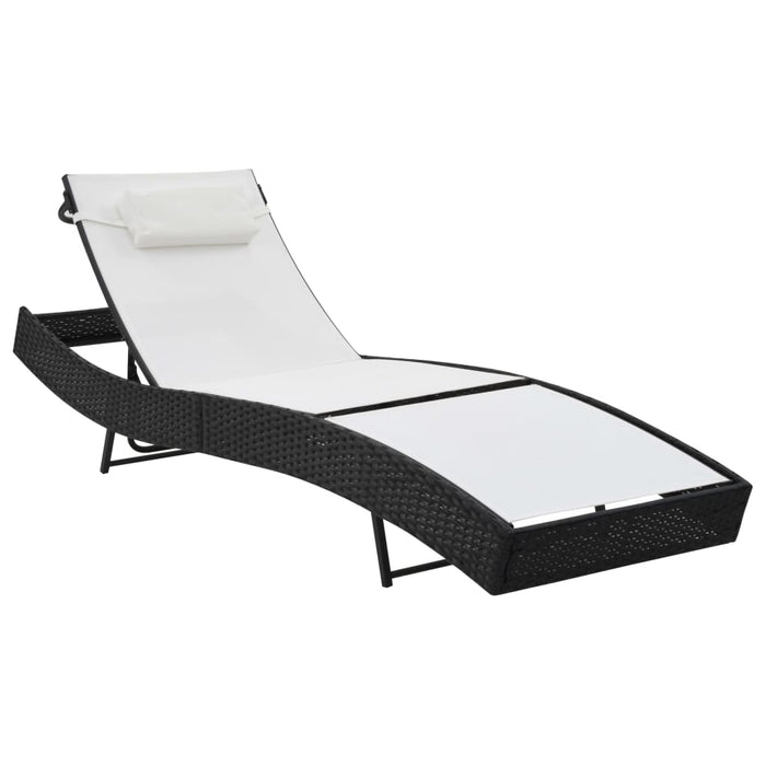 Lettino Prendisole con Cuscino in Polyrattan Nero cod mxl 27042