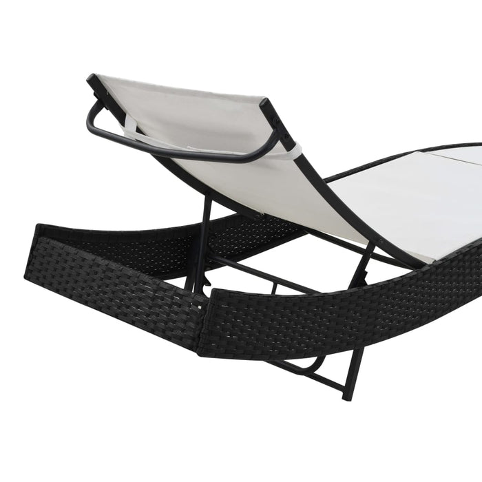 Lettino Prendisole con Cuscino in Polyrattan Nero cod mxl 27042