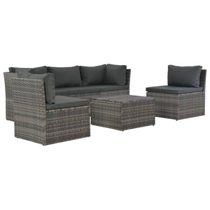 Set Divani da Giardino 4 pz con Cuscini in Polyrattan Grigio 44723