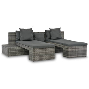 Set Divani da Giardino 4 pz con Cuscini in Polyrattan Grigio cod mxl 69531