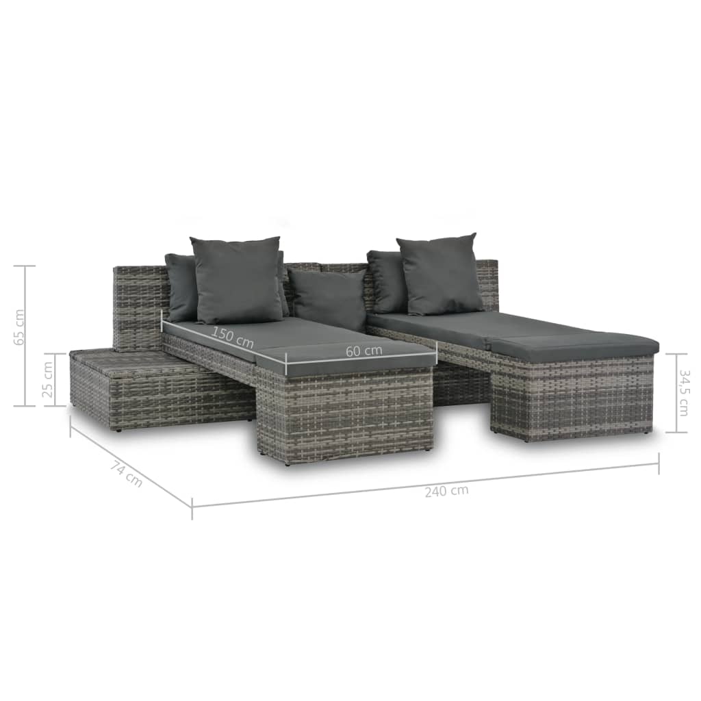 Set Divani da Giardino 4 pz con Cuscini in Polyrattan Grigio cod mxl 69531