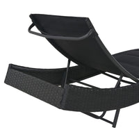 Lettino Prendisole in Polyrattan e Textilene Nero cod mxl 7854