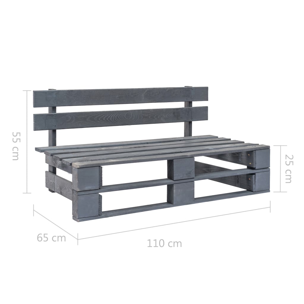 Panca da Giardino su Pallet in Legno Grigio 44697