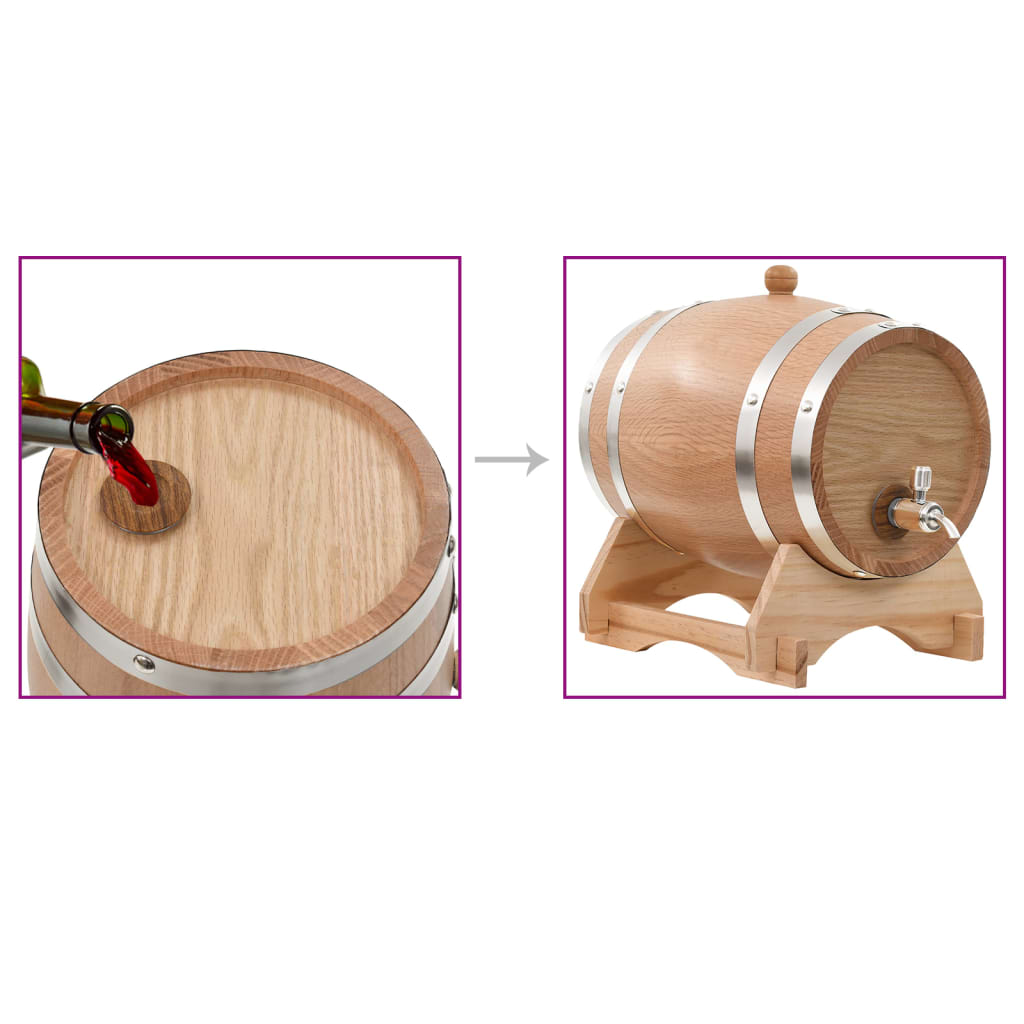 Barilotto di vino con Spina in Legno Massello di Rovere 6 L cod mxl 59911