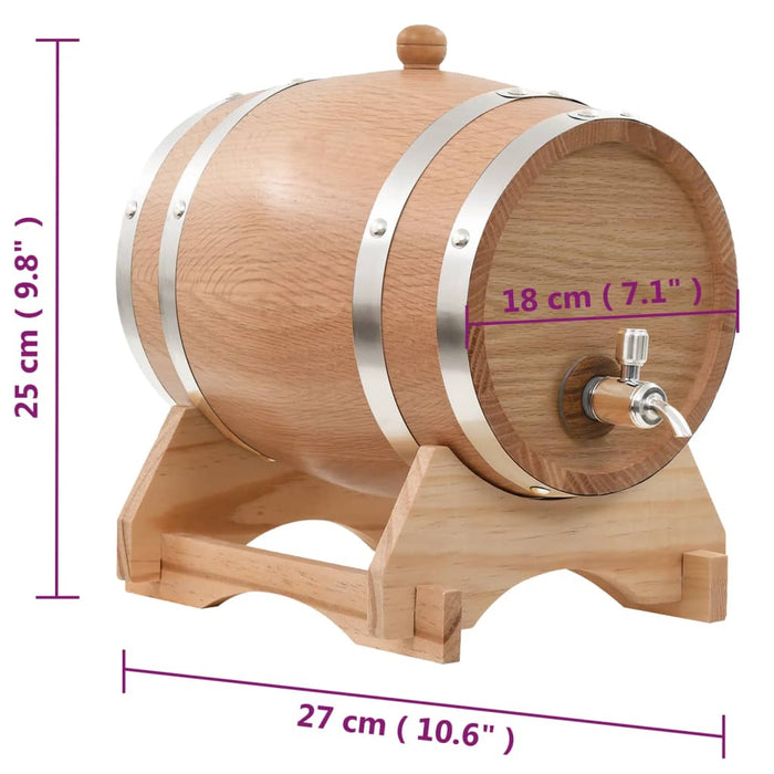 Barilotto di vino con Spina in Legno Massello di Rovere 6 L