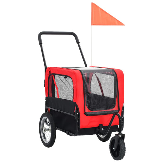 Rimorchio Bici e Carrello Jogging per Animali 2-in-1 Rosso Nero 91762