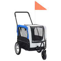 Rimorchio Bici e Carrello Jogging per Animali 2-in-1 Grigio Blu cod mxl 74673