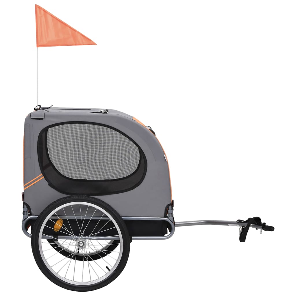 Rimorchio da Bici per Cani Arancione e Grigio cod mxl 72843